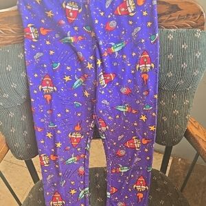 LuLaRoe Purple Space Rocket Leggings